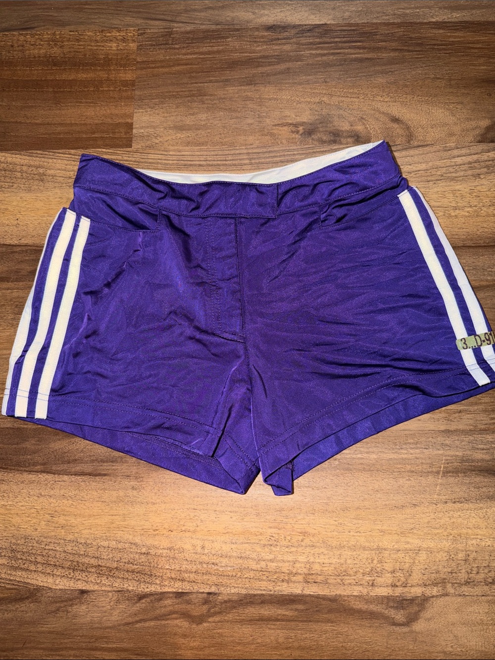 adidas Purple Athletic Shorts with White Side Stripes